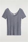 Футболка из шелка с ребристой вязкой 1293045001 - Фото 14117596