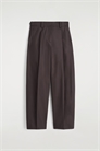 Плиссированные хлопковые брюки с бочкообразными штанинами 1300899002 - Фото 14120981