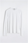 Тонкая ребристая хлопковая футболка с длинными рукавами 1318643001 - Фото 14123563