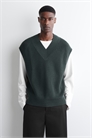 Ребристый жилет с V-образным вырезом из шерсти 1311693001 - Фото 14137715