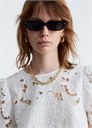 Блузка с короткими рукавами и цветочной вышивкой 1272167001 - Фото 14166048