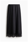 Юбка из атласа с кружевной отделкой артикул 1300818001