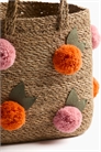 Небольшая корзина для хранения морской травы с помпонами артикул 1316114001