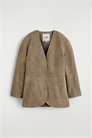 Блейзер из замши без воротника артикул 1316496002