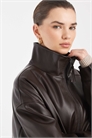 Бомбер с воротником-воронкой из искусственной кожи свободного кроя артикул 151899660