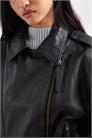 Оверсайз-куртка из натуральной кожи в стиле байкера артикул 151779091