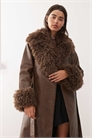 Тренч под кожу с воротником и манжетами из искусственного меха артикул 144136568