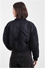 Бомбер из нейлона с черными рукавами с рюшами артикул 150050195