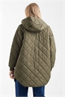 Утепленное пальто с капюшоном и длинным силуэтом, цвет хаки артикул 152906676