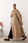 Двухцветный тренч с закругленным лацканом и двойной застежкой цвета хаки артикул 153020147