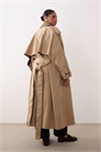 Двухцветный тренч с закругленным лацканом и двойной застежкой цвета хаки артикул 153020147