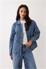 Джинсовая куртка-барн с двусторонним верхом артикул 155638830