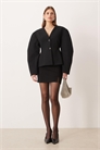 Приталенный жакет с коконом-рукавами и затягивающимся поясом, черный артикул 153055584