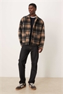 Куртка с крупным клетчатым принтом под шерсть артикул 151053473