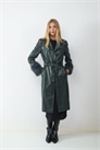 Длинное пальто темно-зеленого цвета артикул 155429605