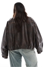 ASOS DESIGN Curve бомбер из кожи с эффектом винтажной стирки, коричневый артикул 142681579