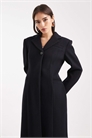 Длинное формальное пальто с зауженной талией темно-синего цвета артикул 145392160