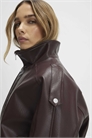 Куртка с воротником-воронкой из искусственной кожи артикул 155895145