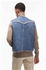 Джинсовый жилет в западном стиле с подкладкой из шерпы артикул 142116374