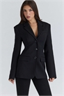 Блейзер из черного крепа с силуэтом «песочные часы» от Luella артикул 155250357