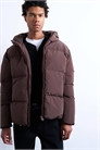 Текстурированная пуховая куртка темно-коричневого цвета артикул 142681313