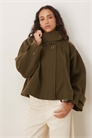 Короткое пальто-накидка оливкового цвета артикул 142042979