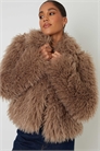 Пальто из искусственного меха с воротником артикул 152719828