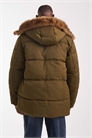 Пуховик с капюшоном, отделанным искусственным мехом артикул 148003321