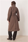 Длинный формальный тренч с воротником-воронкой в грибном цвете артикул 142116325
