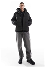 Спортивная куртка-пуховик с капюшоном из микрофибры, черного цвета артикул 140633392