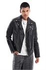 Классическая кожаная куртка в стиле байкера артикул 139192178
