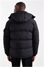 Пуховик со съемным капюшоном черного цвета артикул 143821985