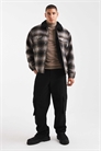 Свободная шерстяная куртка-тракер с клетчатым узором черного цвета артикул 142169044