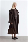 Шерстяное пальто макси с поясом и воротником-воронкой артикул 150205072