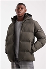 Пуховик с капюшоном цвета хаки артикул 151024953