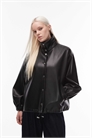 Куртка с воротником-воронкой из искусственной кожи артикул 151666327