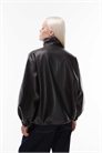 Куртка с воротником-воронкой из искусственной кожи артикул 151666327