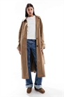 ASOS DESIGN Длинный тренч из искусственной замши с воротником-воронкой артикул 142513626