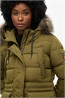 Пуховик Everest из искусственного меха средней длины темно-оливкового цвета артикул 153859961