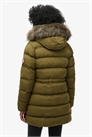 Пуховик Everest из искусственного меха средней длины темно-оливкового цвета артикул 153859961