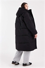 Длинное пальто-пуховик 2 в 1 со съемными рукавами черного цвета артикул 150561843