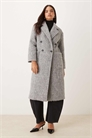 Двубортное пальто длинного кроя серого цвета артикул 148829430