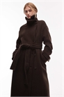 Шерстяной тренч макси с поясом и боковыми разрезами артикул 150524196