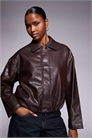 Бомбер с воротником из искусственной кожи артикул 154138605