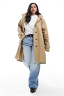 ASOS DESIGN Curve Тренч с капюшоном, вымытый, каменного цвета артикул 143358040
