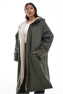 ASOS DESIGN Curve длинный плащ с флисовой подкладкой, оливковый артикул 142325390