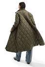 Удлиненная стеганая куртка-подкладка зеленого цвета артикул 139596161