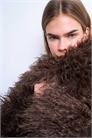 Бомбер из искусственного монгольского меха шоколадного цвета артикул 147589995