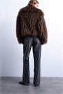 Бомбер из искусственного монгольского меха шоколадного цвета артикул 147589995