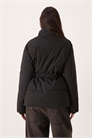 Пальто с воротником-воронкой и боковыми накладками черного цвета артикул 151929833